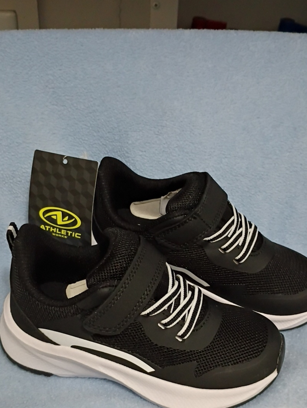 Athletic Works Black Kids Sneakers with White Detail